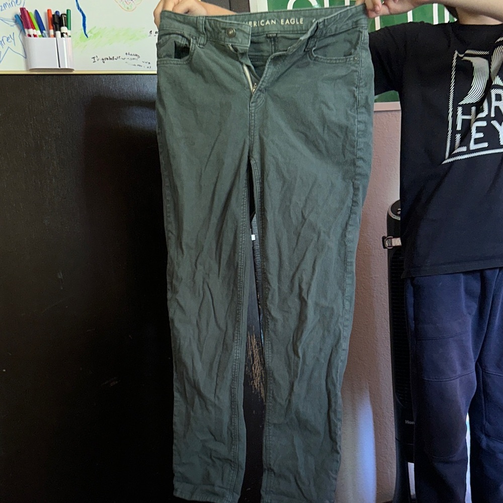 American Eagle Outfitters Women's Green Straight Leg Pants